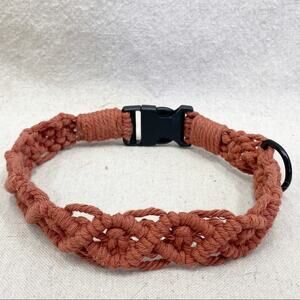 Handmade macrame dog collar in Muted Red 17" non adjustable